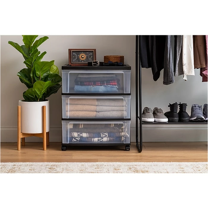 Iris 3-Drawer Wide Chest, Black/Clear (110312) 8 Iris 3-Drawer Wide Chest, Black/Clear (110312) - Image 6