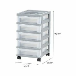 Iris 5-Drawer Storage Cart, Gray/Translucent White (585086) -ORGANIZTIONAL STORAGE Sales unnamed file 1365