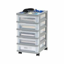 Iris 5-Drawer Storage Cart, Gray/Translucent White (585086) -ORGANIZTIONAL STORAGE Sales unnamed file 1366