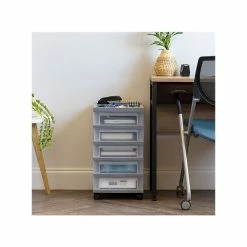 Iris 5-Drawer Storage Cart, Gray/Translucent White (585086) -ORGANIZTIONAL STORAGE Sales unnamed file 1369