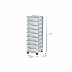 Iris 9-Drawer Storage Cart, Gray/Translucent White (585084) -ORGANIZTIONAL STORAGE Sales unnamed file 1371