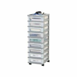 Iris 9-Drawer Storage Cart, Gray/Translucent White (585084) -ORGANIZTIONAL STORAGE Sales unnamed file 1372