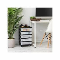 Iris 5-Drawer Storage Cart, Black/Translucent White (585006) -ORGANIZTIONAL STORAGE Sales unnamed file 1381