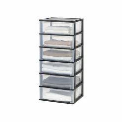 Iris 6-Drawer Wide Chest, Black/Clear (110321) -ORGANIZTIONAL STORAGE Sales unnamed file 1397