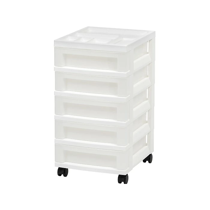 Iris 5-Drawer Storage Cart, White/Translucent White (585007) 3 Iris 5-Drawer Storage Cart, White/Translucent White (585007)