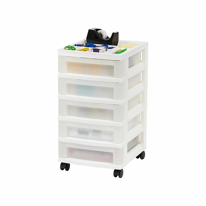 Iris 5-Drawer Storage Cart, White/Translucent White (585007) 5 Iris 5-Drawer Storage Cart, White/Translucent White (585007) - Image 3