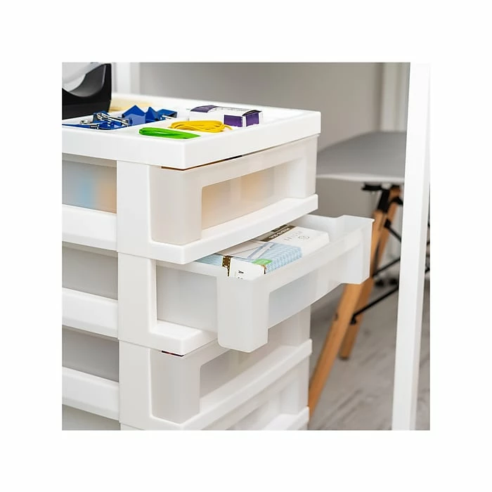 Iris 5-Drawer Storage Cart, White/Translucent White (585007) 6 Iris 5-Drawer Storage Cart, White/Translucent White (585007) - Image 4