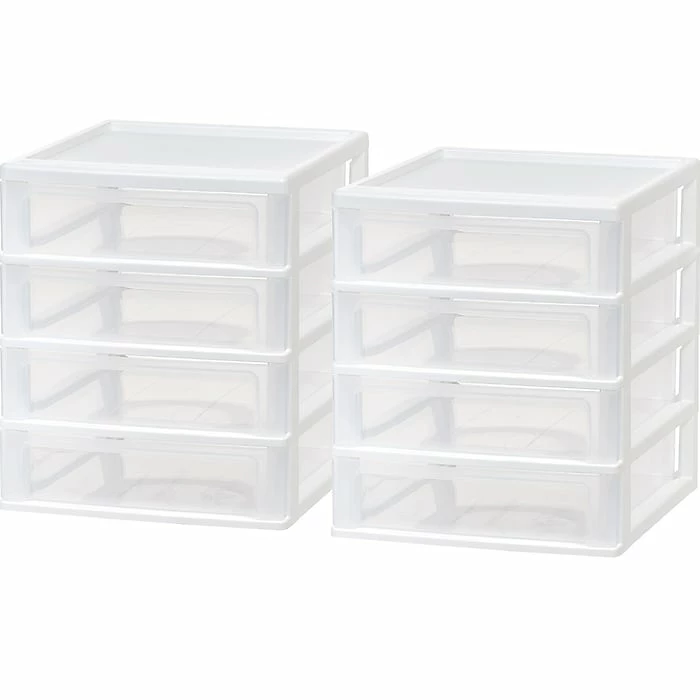 Iris 4-Drawer Desktop Unit, White/Clear, 2/Pack (587013) 3 Iris 4-Drawer Desktop Unit, White/Clear, 2/Pack (587013)