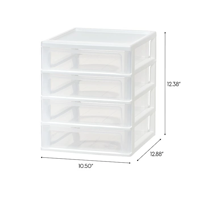 Iris 4-Drawer Desktop Unit, White/Clear, 2/Pack (587013) 5 Iris 4-Drawer Desktop Unit, White/Clear, 2/Pack (587013) - Image 3