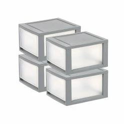 Iris Storage Drawer, Gray/Translucent White, 4/Pack (500161) -ORGANIZTIONAL STORAGE Sales unnamed file 1418