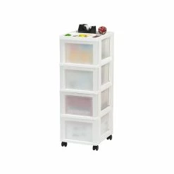 Iris 4-Drawer Storage Cart, White/Translucent White (585003) -ORGANIZTIONAL STORAGE Sales unnamed file 1424