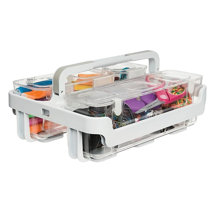Deflect-O Deflecto Stackable Caddy Organizer With 3 Canisters 5 Deflect-O Deflecto Stackable Caddy Organizer With 3 Canisters - Image 3