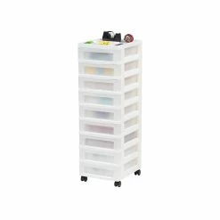 Iris 9-Drawer Storage Cart, White/Translucent White (585004) -ORGANIZTIONAL STORAGE Sales unnamed file 1444