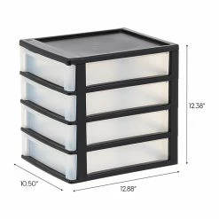 Iris 4-Drawer Desktop Unit, Black/Translucent White, 2/Pack (587019) -ORGANIZTIONAL STORAGE Sales unnamed file 1456