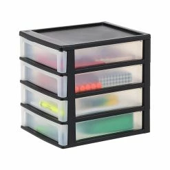 Iris 4-Drawer Desktop Unit, Black/Translucent White, 2/Pack (587019) -ORGANIZTIONAL STORAGE Sales unnamed file 1457