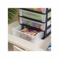 Iris 4-Drawer Desktop Unit, Black/Translucent White, 2/Pack (587019) -ORGANIZTIONAL STORAGE Sales unnamed file 1458