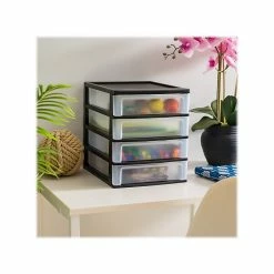 Iris 4-Drawer Desktop Unit, Black/Translucent White, 2/Pack (587019) -ORGANIZTIONAL STORAGE Sales unnamed file 1459