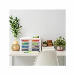 Iris 4-Drawer Mini Desktop Unit, White/Clear, 2/Pack (586016) -ORGANIZTIONAL STORAGE Sales unnamed file 1462