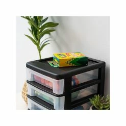 Iris 4-Drawer Desktop Unit, Black/Clear, 2/Pack (586014) -ORGANIZTIONAL STORAGE Sales unnamed file 1475