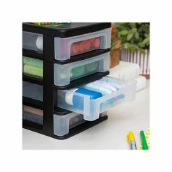 Iris 4-Drawer Desktop Unit, Black/Clear, 2/Pack (586014) -ORGANIZTIONAL STORAGE Sales unnamed file 1476