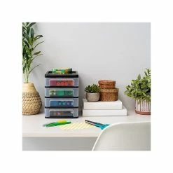 Iris 4-Drawer Desktop Unit, Black/Clear, 2/Pack (586014) -ORGANIZTIONAL STORAGE Sales unnamed file 1478