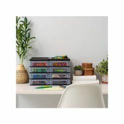 Iris 4-Drawer Desktop Unit, Black/Clear, 2/Pack (586014) -ORGANIZTIONAL STORAGE Sales unnamed file 1479