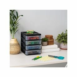 Iris 4-Drawer Desktop Unit, Black/Clear (586015) -ORGANIZTIONAL STORAGE Sales unnamed file 1492