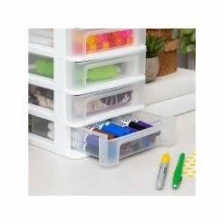 Iris 4-Drawer Mini Desktop Unit, White/Clear (586017) -ORGANIZTIONAL STORAGE Sales unnamed file 1495