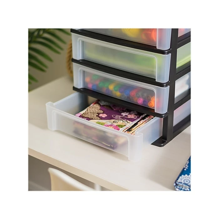 Iris 4-Drawer Desktop Unit, Black/Translucent White (587023) 6 Iris 4-Drawer Desktop Unit, Black/Translucent White (587023) - Image 4