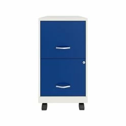 Office Designs 2-Drawer Mobile Smart File Cabinet, Pearl White/Classic Blue (25178)