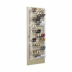 Whitmor 36 Pairs Capacity Over The Door Shoe Rack, White (67804679WHT)