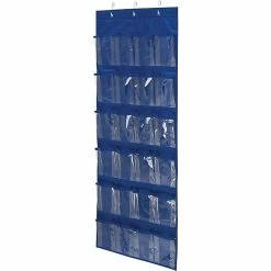 Honey-Can-Do Honey Can Do 24 Pocket Over-Door Shoe Organizer, Blue (SFT-01278)