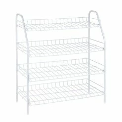 Honey-Can-Do 4-Tier Wire Shoe Shelf, White (SHO-05269)