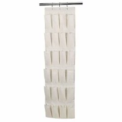 Household Essentials Over-the-Door Shoe Organizer With 24 Pockets, Natural (311382)