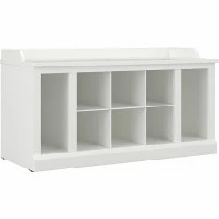 Kathy Ireland® Home By Bush Furniture Woodland Shoe Storage Bench With Shelves, 40", White Ash (WDS240WAS-03)