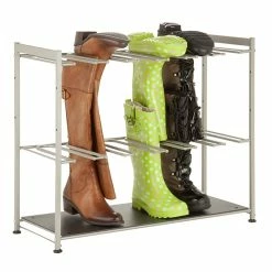 Honey-Can-Do Honey Can Do 6 Pair Boot Rack, Silver/Brown (SHO-09223)