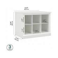 Kathy Ireland® Home By Bush Furniture Woodland Small Shoe Bench With Shelves, 24", White Ash (WDS224WAS-03) -ORGANIZTIONAL STORAGE Sales unnamed file 1614