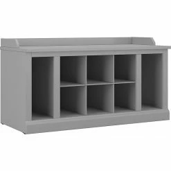 Kathy Ireland® Home By Bush Furniture Woodland Shoe Storage Bench With Shelves, 40", Cape Cod Gray (WDS240CG-03)