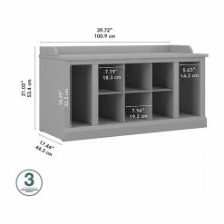 Kathy Ireland® Home By Bush Furniture Woodland Shoe Storage Bench With Shelves, 40", Cape Cod Gray (WDS240CG-03) -ORGANIZTIONAL STORAGE Sales unnamed file 1622