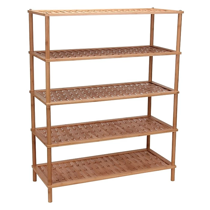 Household Essentials Bamboo 5-Tier Shoe Rack, Basket Weave (2179-1) 3 Household Essentials Bamboo 5-Tier Shoe Rack, Basket Weave (2179-1)