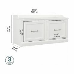 Kathy Ireland® Home By Bush Furniture Woodland Shoe Storage Bench With Doors, 40", White Ash (WDS140WAS-03) 14 Kathy Ireland® Home By Bush Furniture Woodland Shoe Storage Bench With Doors, 40", White Ash (WDS140WAS-03) -ORGANIZTIONAL STORAGE Sales unnamed file 1633