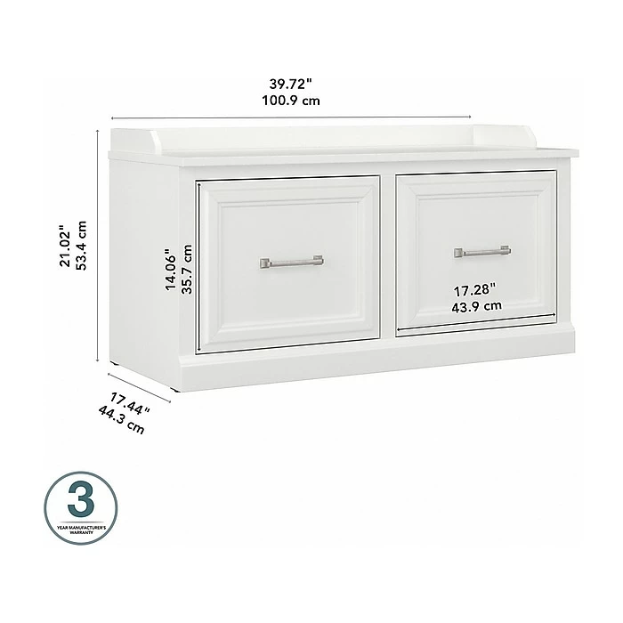 Kathy Ireland® Home By Bush Furniture Woodland Shoe Storage Bench With Doors, 40", White Ash (WDS140WAS-03) 7 Kathy Ireland® Home By Bush Furniture Woodland Shoe Storage Bench With Doors, 40", White Ash (WDS140WAS-03) - Image 5
