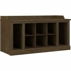 Kathy Ireland® Home By Bush Furniture Woodland Shoe Storage Bench With Shelves, 40", Ash Brown (WDS240ABR-03)