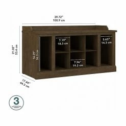 Kathy Ireland® Home By Bush Furniture Woodland Shoe Storage Bench With Shelves, 40", Ash Brown (WDS240ABR-03) 14 Kathy Ireland® Home By Bush Furniture Woodland Shoe Storage Bench With Shelves, 40", Ash Brown (WDS240ABR-03) -ORGANIZTIONAL STORAGE Sales unnamed file 1641