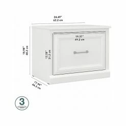 Kathy Ireland® Home By Bush Furniture Woodland Small Shoe Bench With Drawer, 24", White Ash (WDS124WAS-03) -ORGANIZTIONAL STORAGE Sales unnamed file 1657