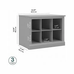 Kathy Ireland® Home By Bush Furniture Woodland Small Shoe Bench With Shelves, 24", Cape Cod Gray (WDS224CG-03) -ORGANIZTIONAL STORAGE Sales unnamed file 1665