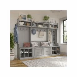 Kathy Ireland® Home By Bush Furniture Woodland Small Shoe Bench With Shelves, 24", Cape Cod Gray (WDS224CG-03) -ORGANIZTIONAL STORAGE Sales unnamed file 1668