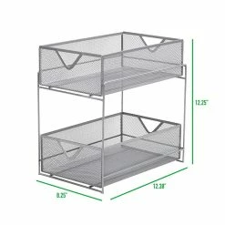 Mind Reader 2 Tier Metal Mesh Storage Baskets, Silver (CABASK2T-SIL) 11 Mind Reader 2 Tier Metal Mesh Storage Baskets, Silver (CABASK2T-SIL) -ORGANIZTIONAL STORAGE Sales unnamed file 168