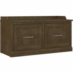 Kathy Ireland® Home By Bush Furniture Woodland Shoe Storage Bench With Doors, 40", Ash Brown (WDS140ABR-03)