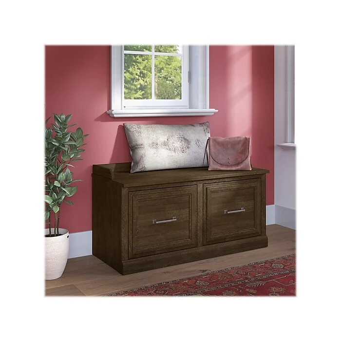 Kathy Ireland® Home By Bush Furniture Woodland Shoe Storage Bench With Doors, 40", Ash Brown (WDS140ABR-03) 4 Kathy Ireland® Home By Bush Furniture Woodland Shoe Storage Bench With Doors, 40", Ash Brown (WDS140ABR-03) - Image 2